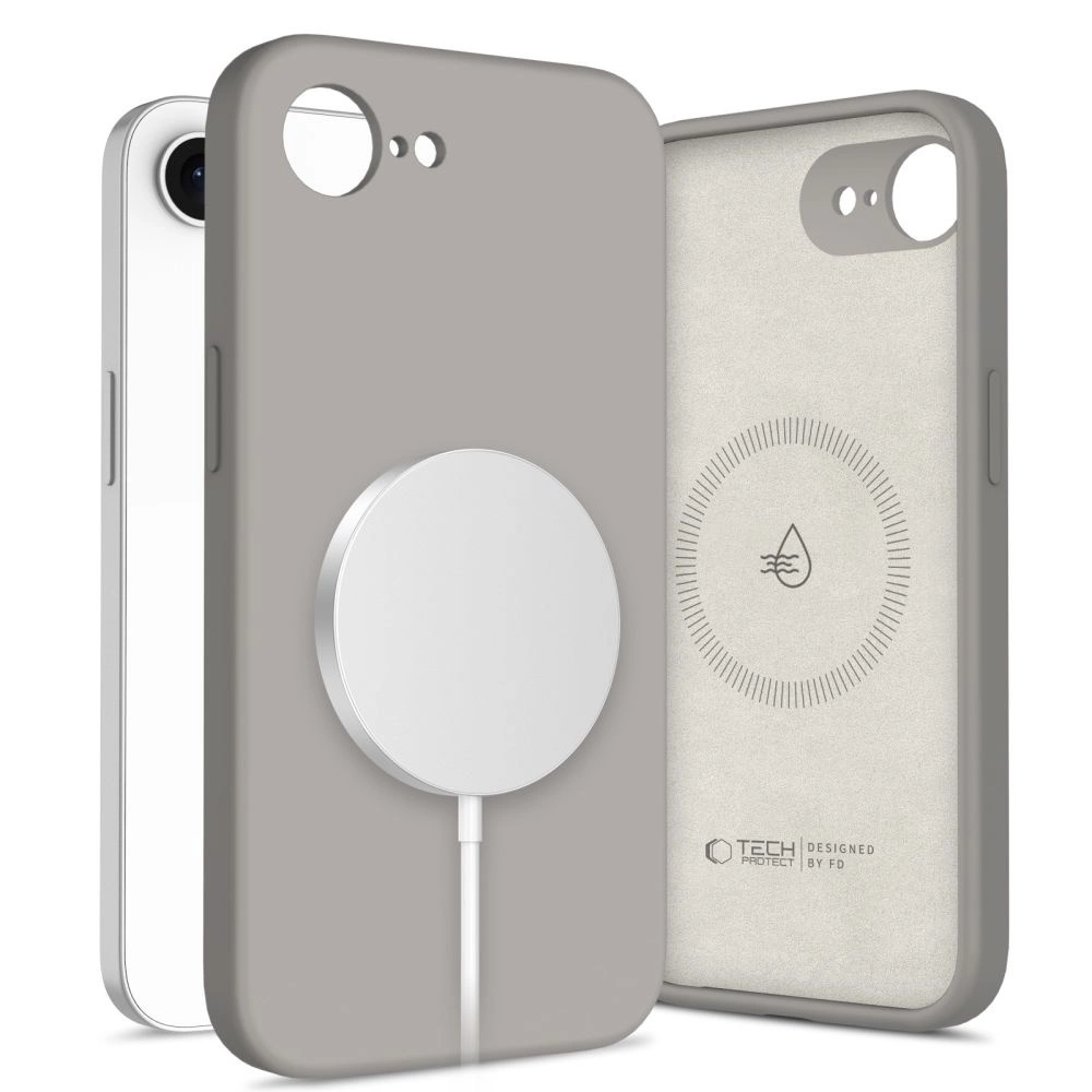 Tech-Protect Liquid Silicone MagSafe iPhone 16e dėklas – pilkas
