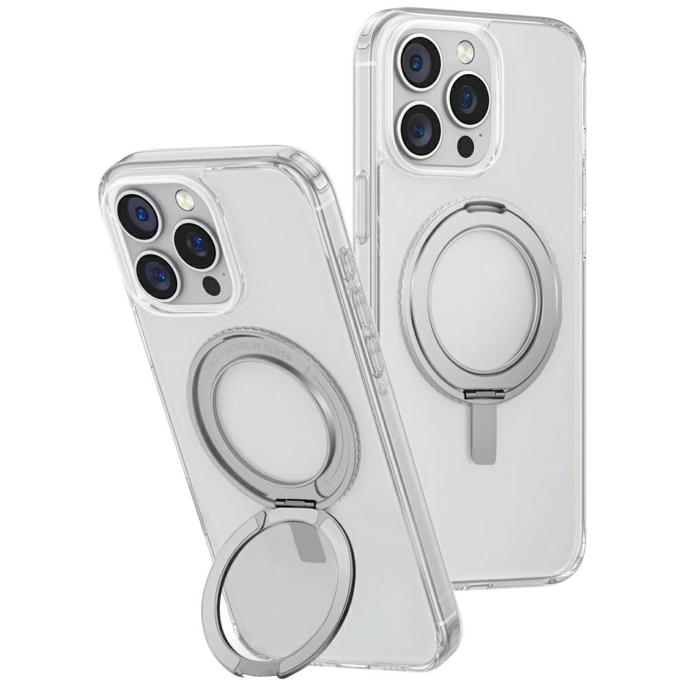 Uniq Swivix 360 pasukamas stovimo dėklas iPhone 16 Pro Max – skaidrus