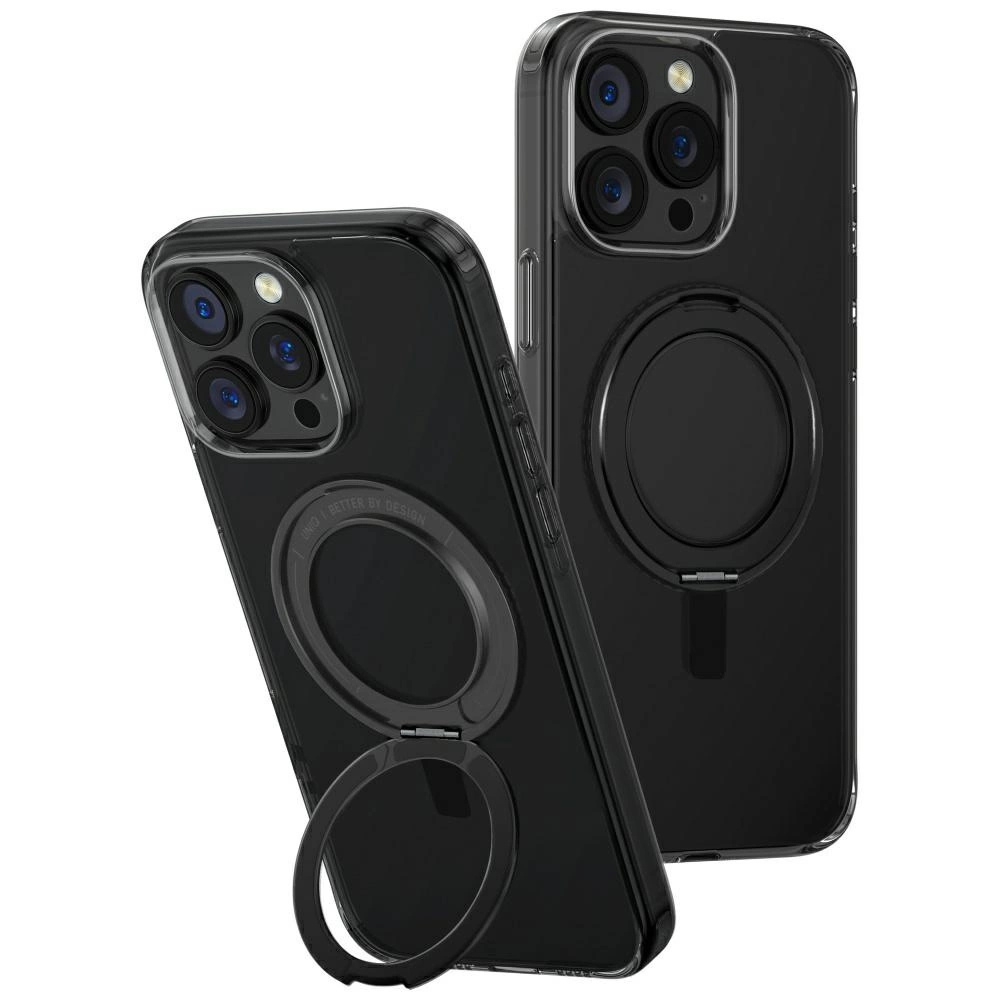 Uniq Swivix 360 pasukamas stovimo dėklas iPhone 16 Pro Max – juodas