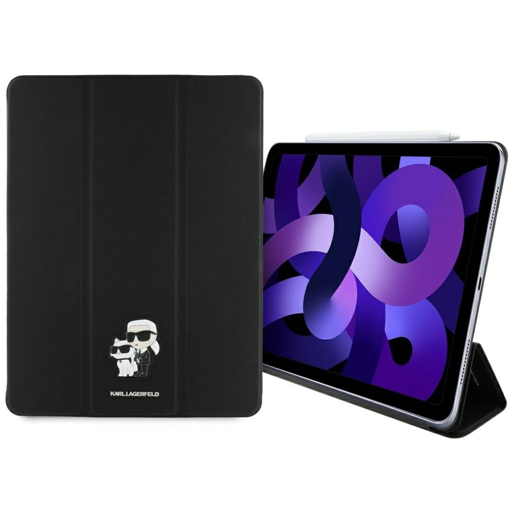 Karl Lagerfeld Saffiano Magnetinis Karl & Choupette dėklas iPad Air 13” 2024 Book Cover - juodas