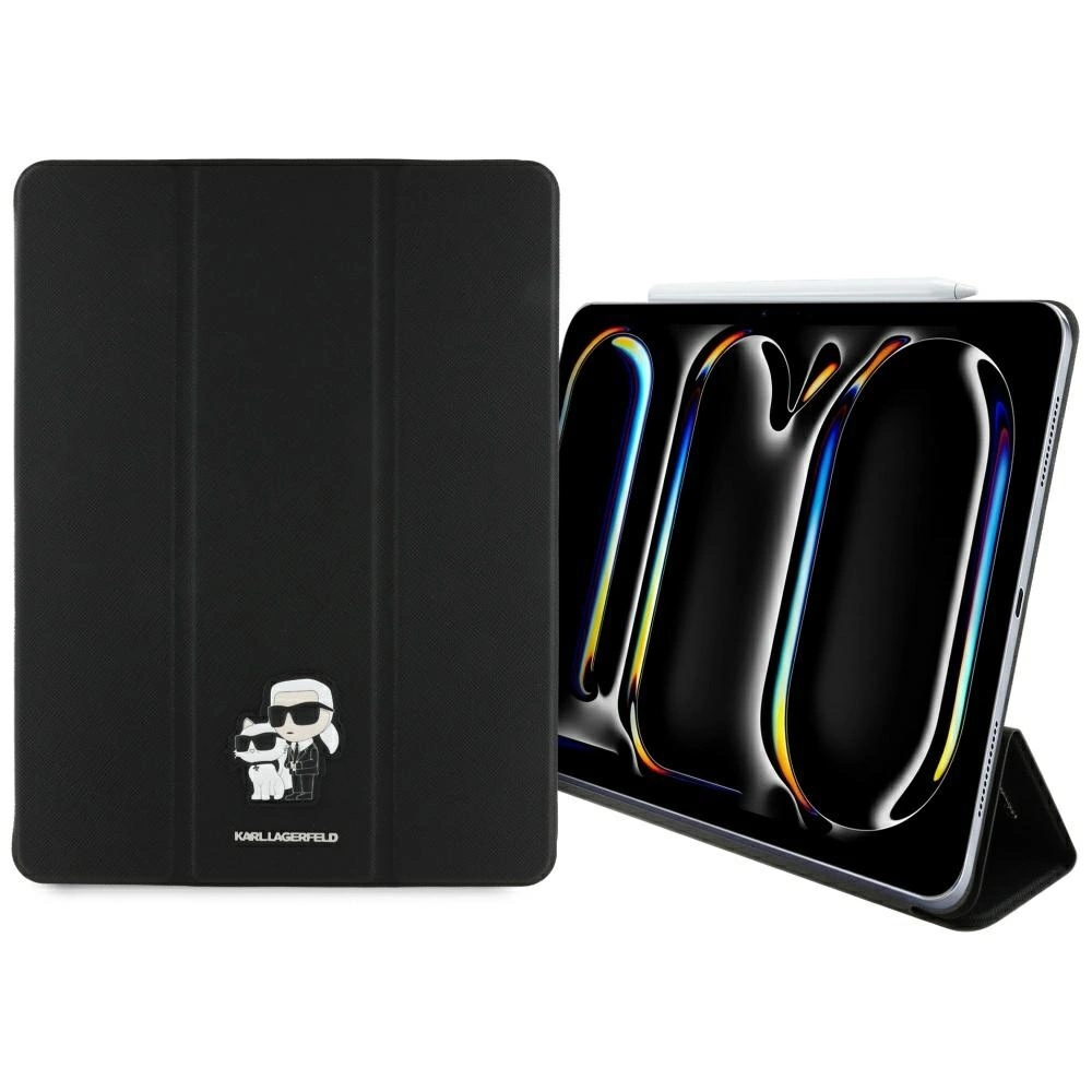 Karl Lagerfeld Saffiano Magnetinis Karl & Choupette dėklas iPad Pro 13” 2024 Book Cover - juodas