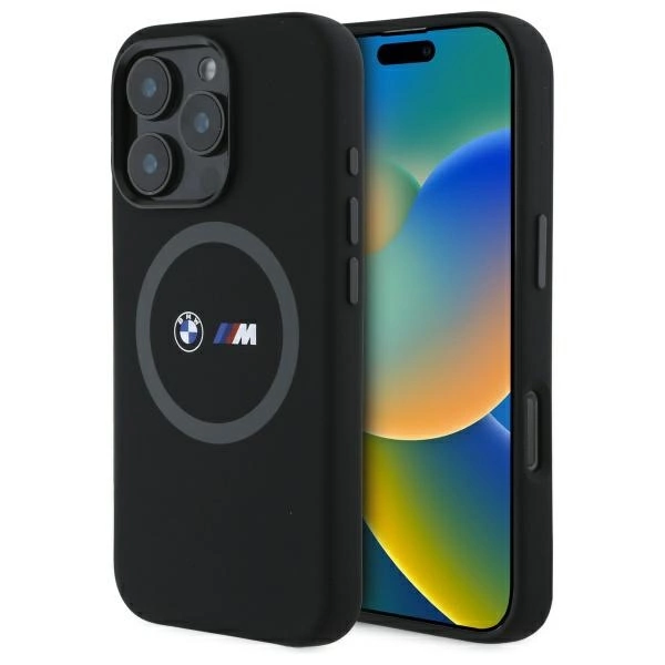 BMW M silikoninis spausdintas žiedas MagSafe dėklas iPhone 16 Pro – juodas