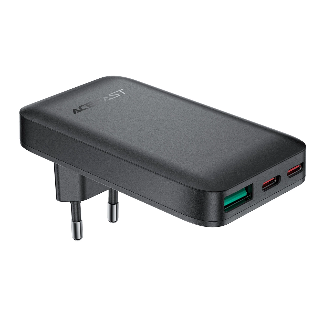Acefast A100 65W GaN 2 USB-C+ USB-A įkroviklis ultra plonas – juodas