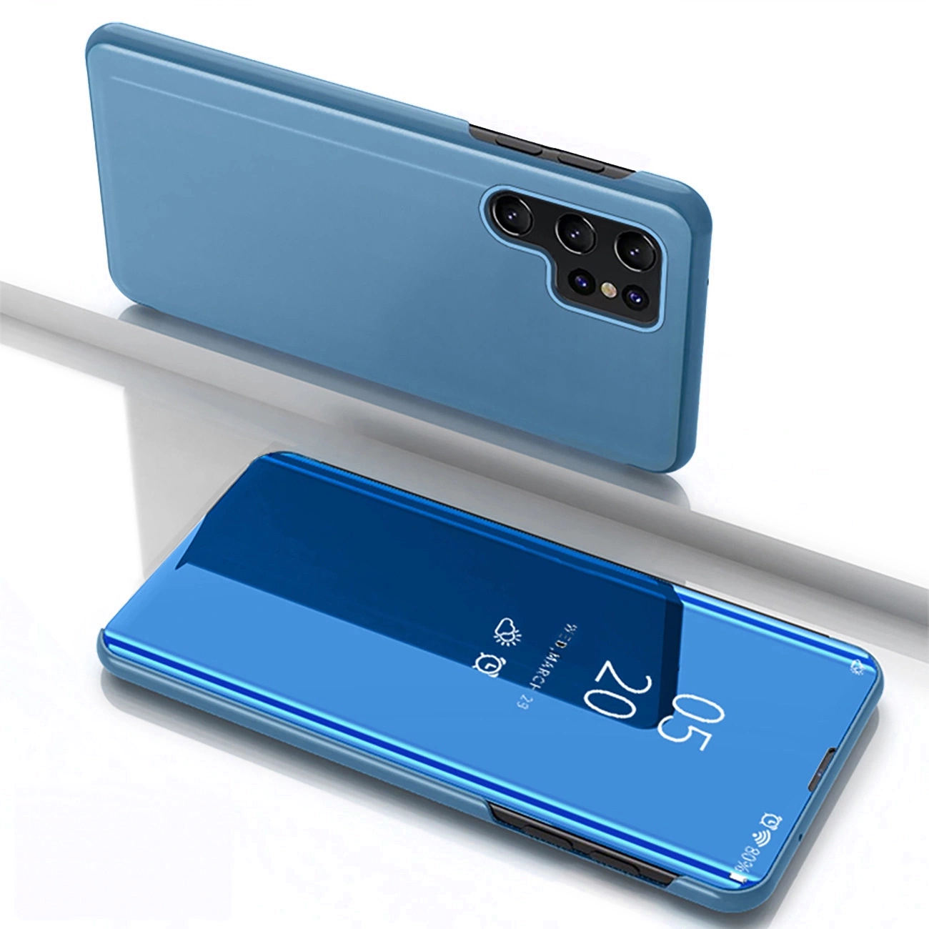 Clear View dėklas Samsung Galaxy S25 Ultra su atverčiamu dangteliu – mėlynas