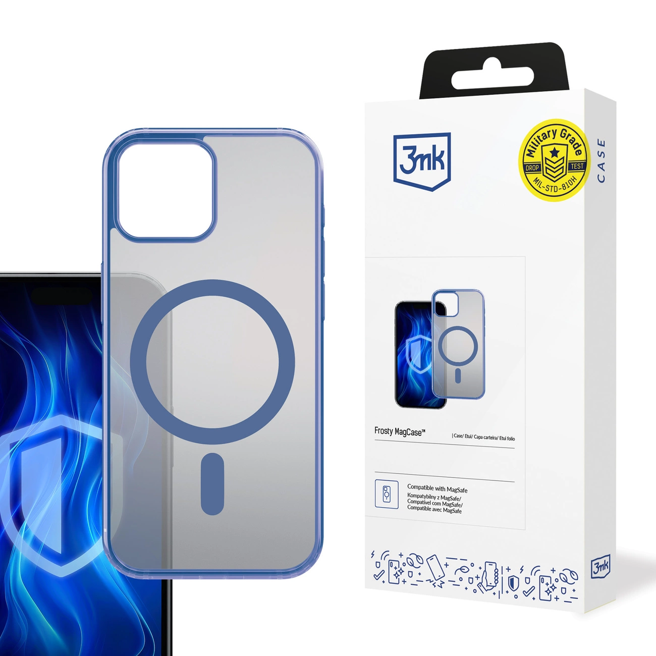 3mk Frosty MagCase mėlynas dėklas Apple iPhone 13 – permatomas
