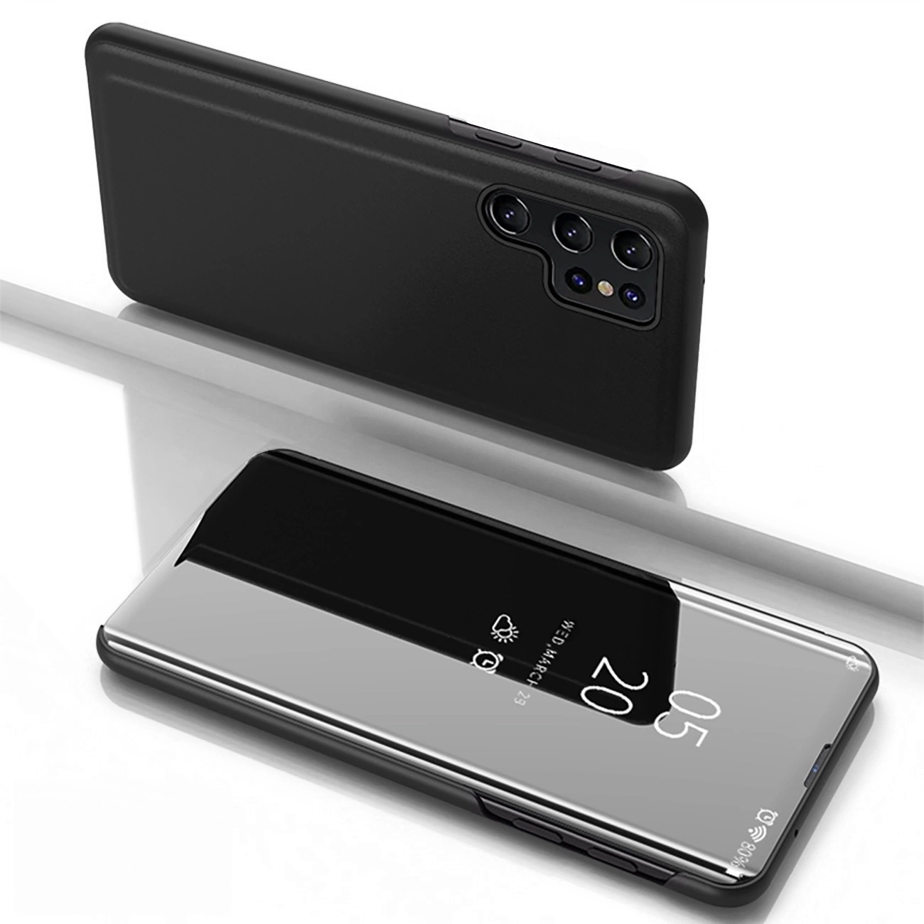 Clear View dėklas Samsung Galaxy S25 Ultra su atverčiamu dangteliu – juodas