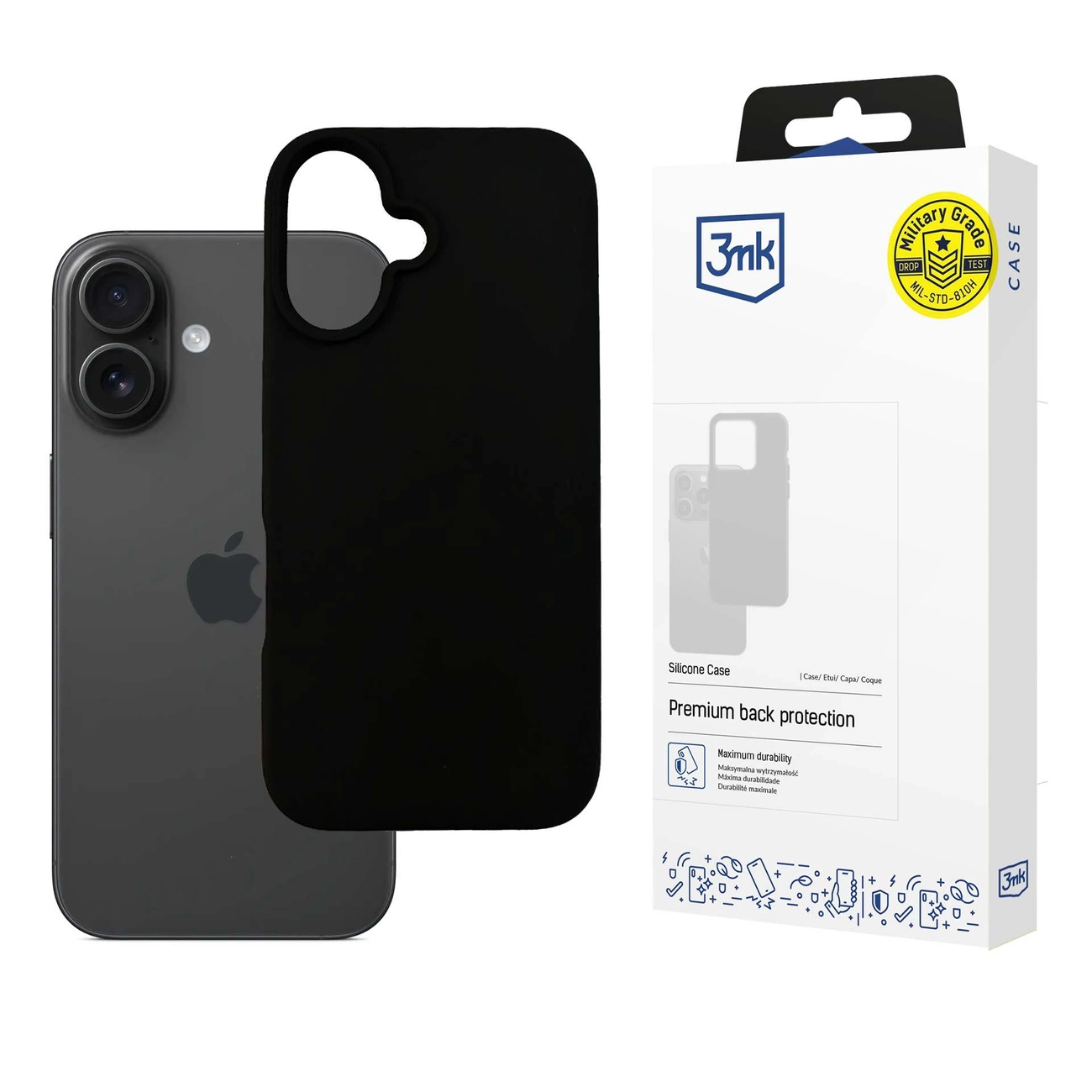 3mk silikoninis dėklas iPhone 16 – juodas