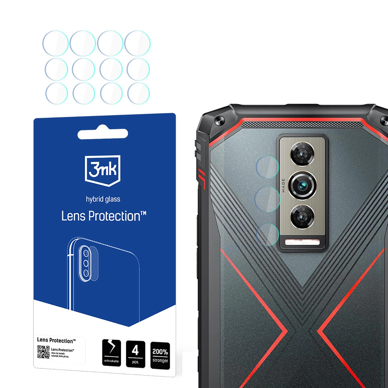 3mk Lens Protection hibridinis stiklas Doogee Blade 10 / Pro / Ultra kameros lęšiui