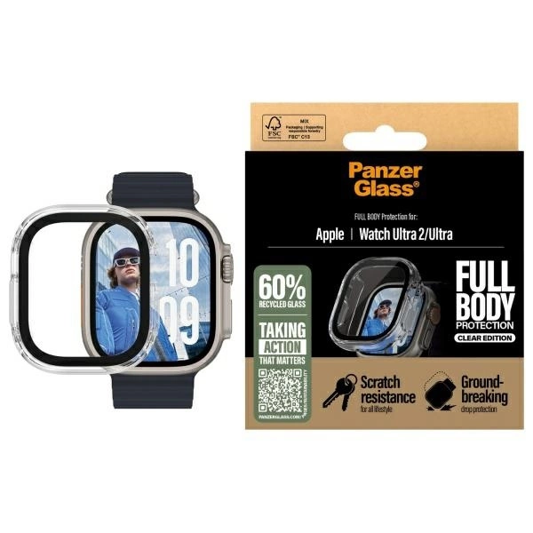 PanzerGlass Snappie Pilno kūno grūdintas stiklas Apple Watch Ultra 2 – permatomas