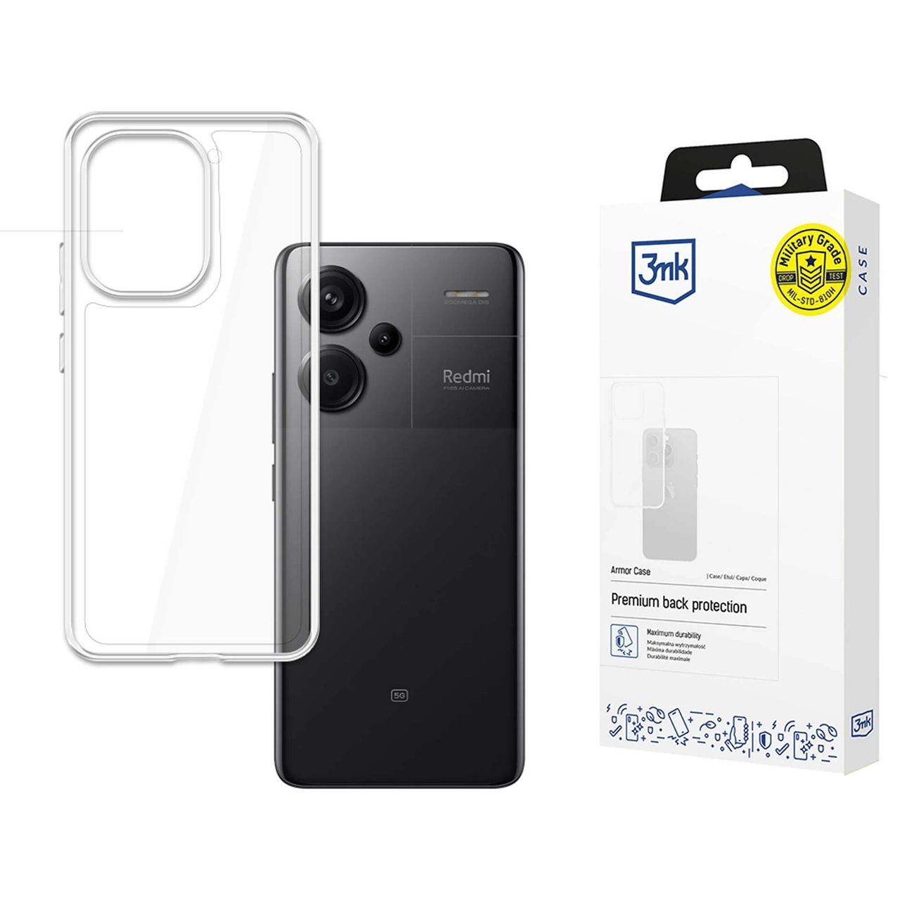 3mk Armor dėklas Xiaomi Redmi Note 13 Pro+ – permatomas