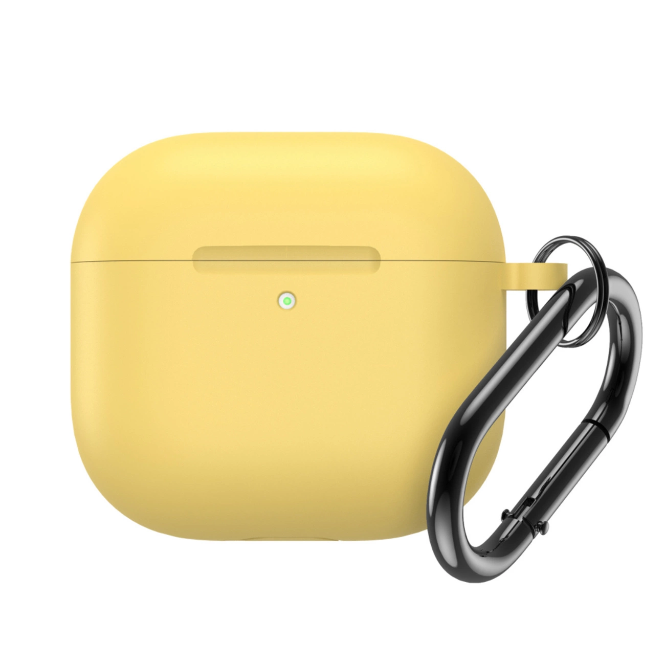Silikoninis dėklas AirPods 4 su karabinu – geltonas