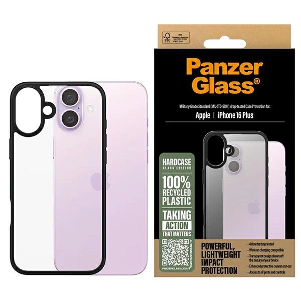 PanzerGlass kietasis dėklas iPhone 16 Plus 6.7” juodas/juodas