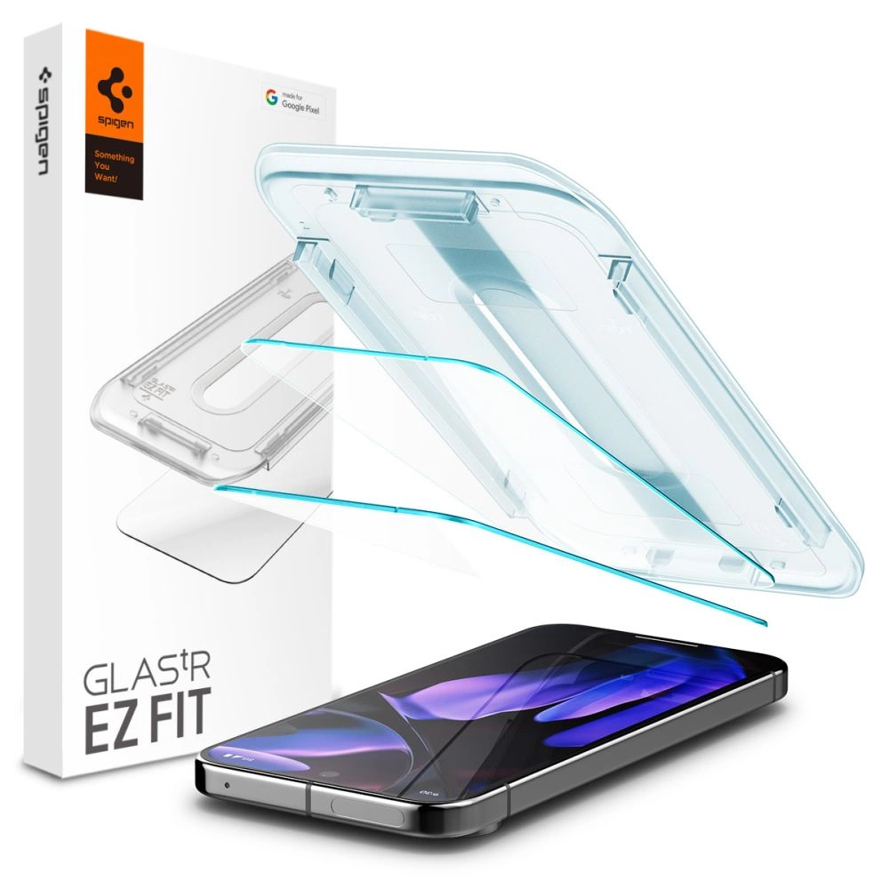 Spigen Glas.tR EZ Fit grūdintas stiklas su aplikatoriumi Google Pixel 9 / 9 Pro (2 vnt.)