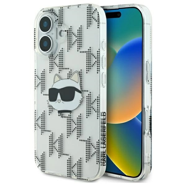 Karl Lagerfeld IML Choupette galvos elektroplated dėklas iPhone 16 – skaidrus