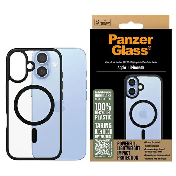 PanzerGlass kietasis dėklas iPhone 16 6.1” juodas/juodas MagSafe