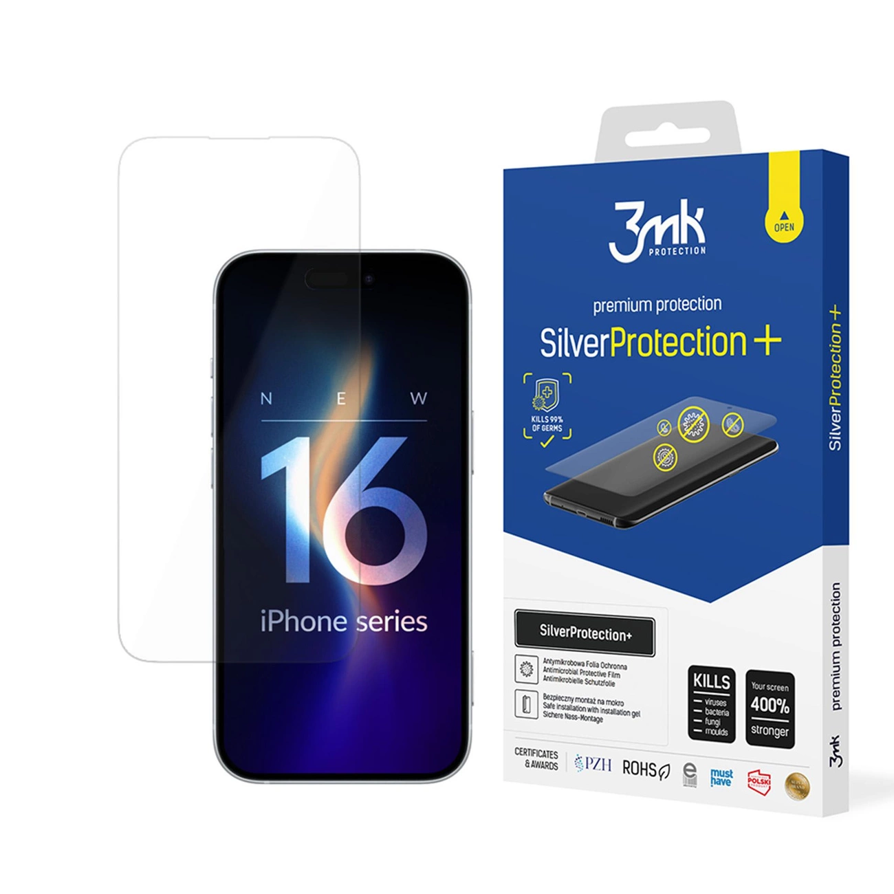 Antibakterinė plėvelė 3mk SilverProtection+ iPhone 16 Pro