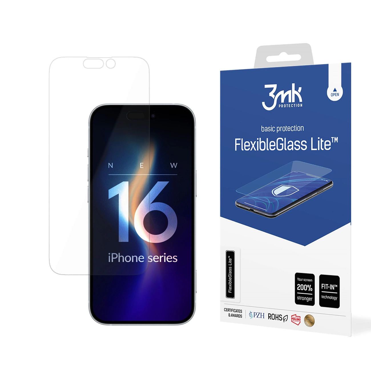 Grūdintas stiklas 3mk FlexibleGlass Lite iPhone 16 Plus
