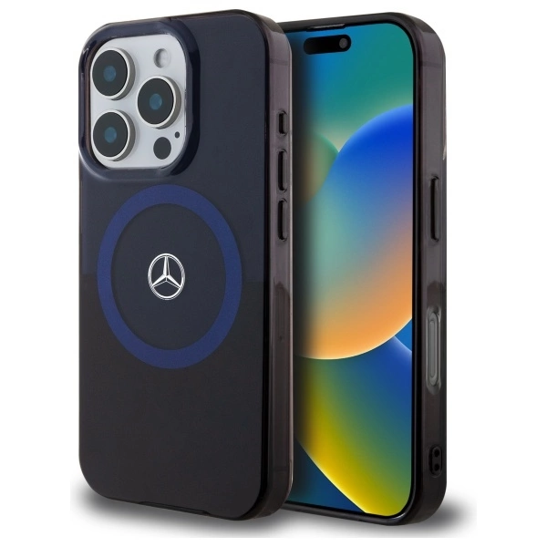 Mercedes MB Double Layer BiColor MagSafe dėklas iPhone 16 Pro Max - mėlynas