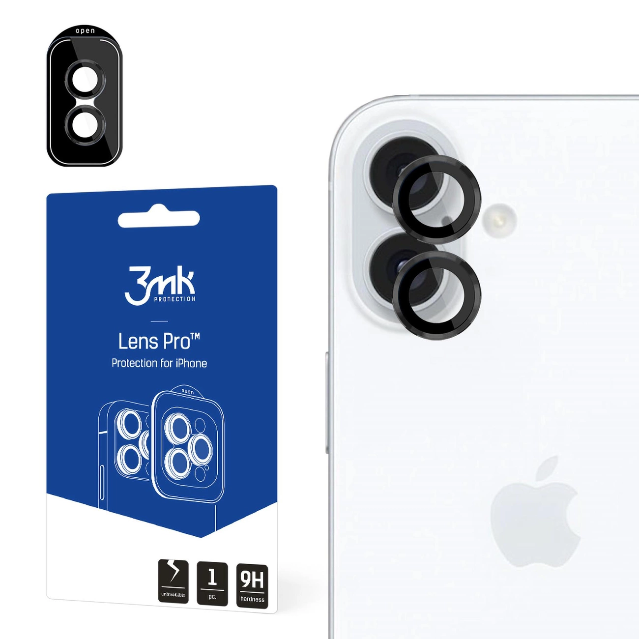 3mk Lens Protection Pro kameros dangtelis su juodu rėmeliu iPhone 16/16 Plus
