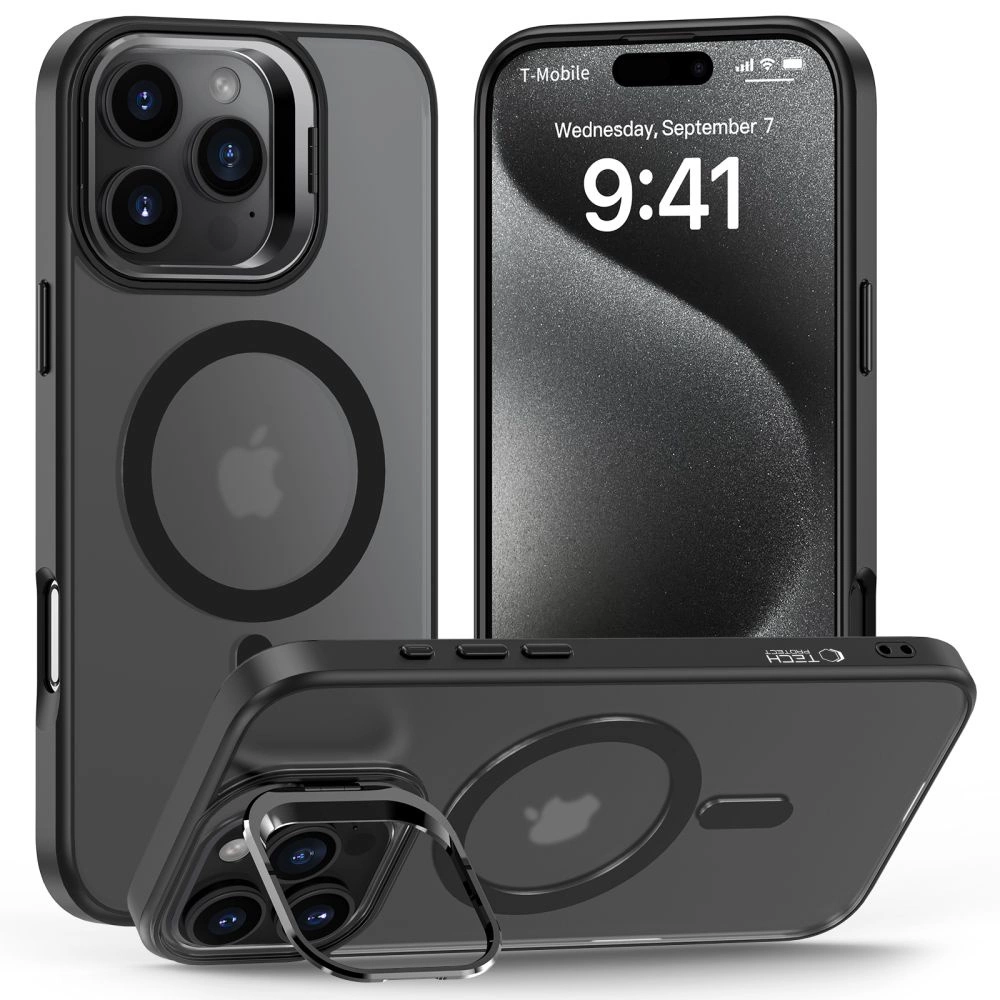 Tech-Protect MagStand MagSafe dėklas su stoveliu iPhone 16 Pro - pusiau skaidrus