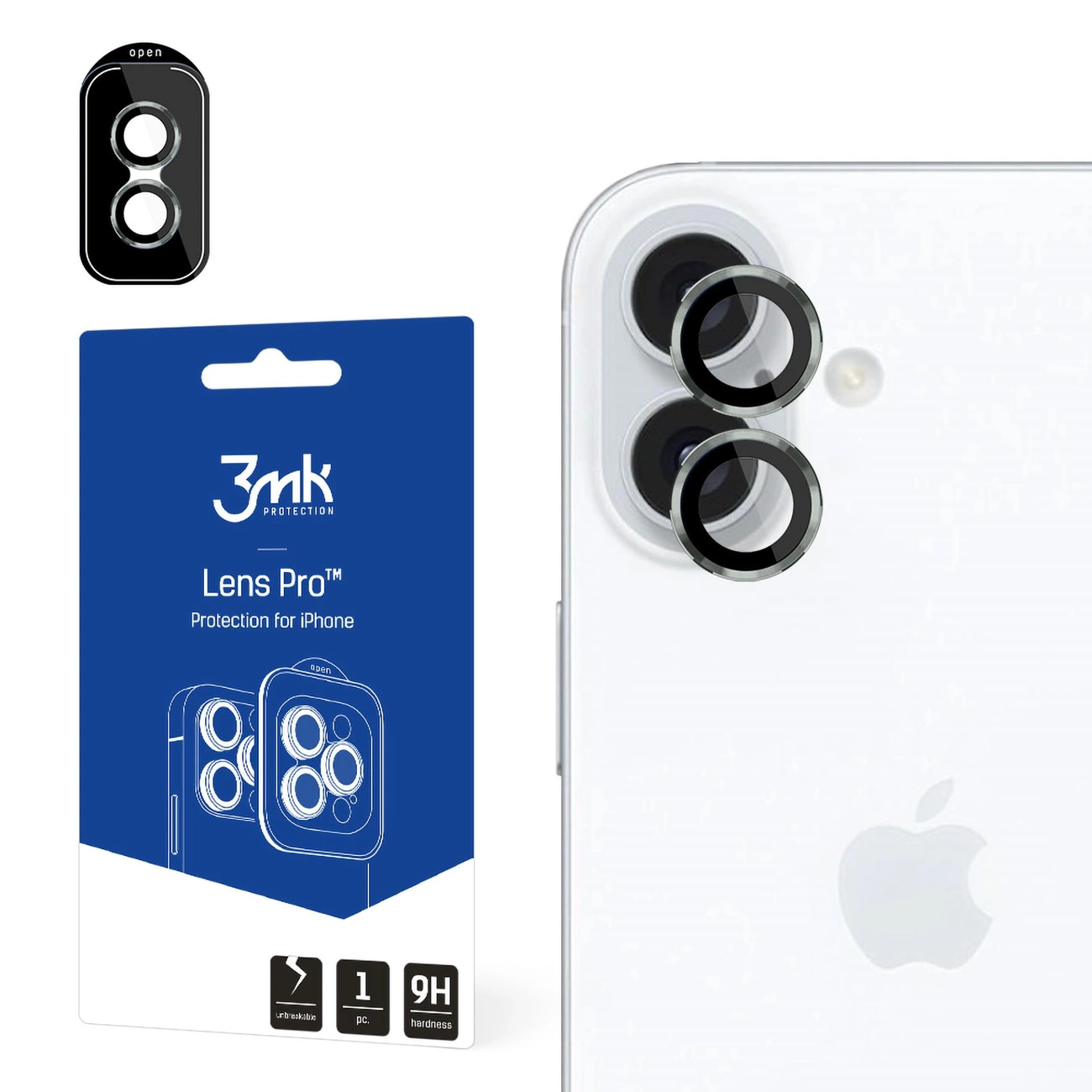 3mk Lens Protection kameros dangtelis su žaliu rėmeliu iPhone 16/16 Plus