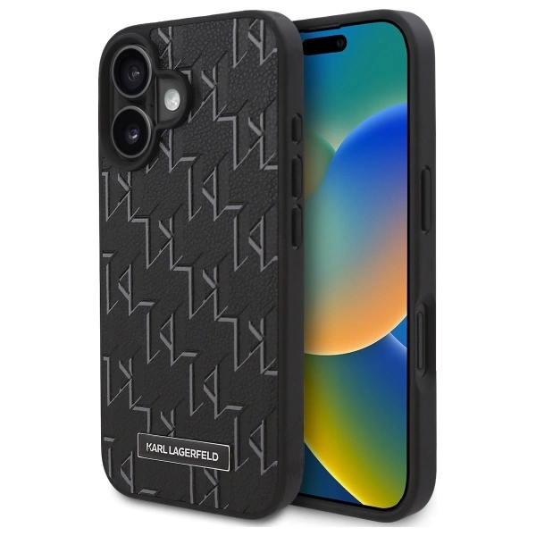 Karl Lagerfeld Hot Stamp MagSafe iPhone 16 dėklas - juodas