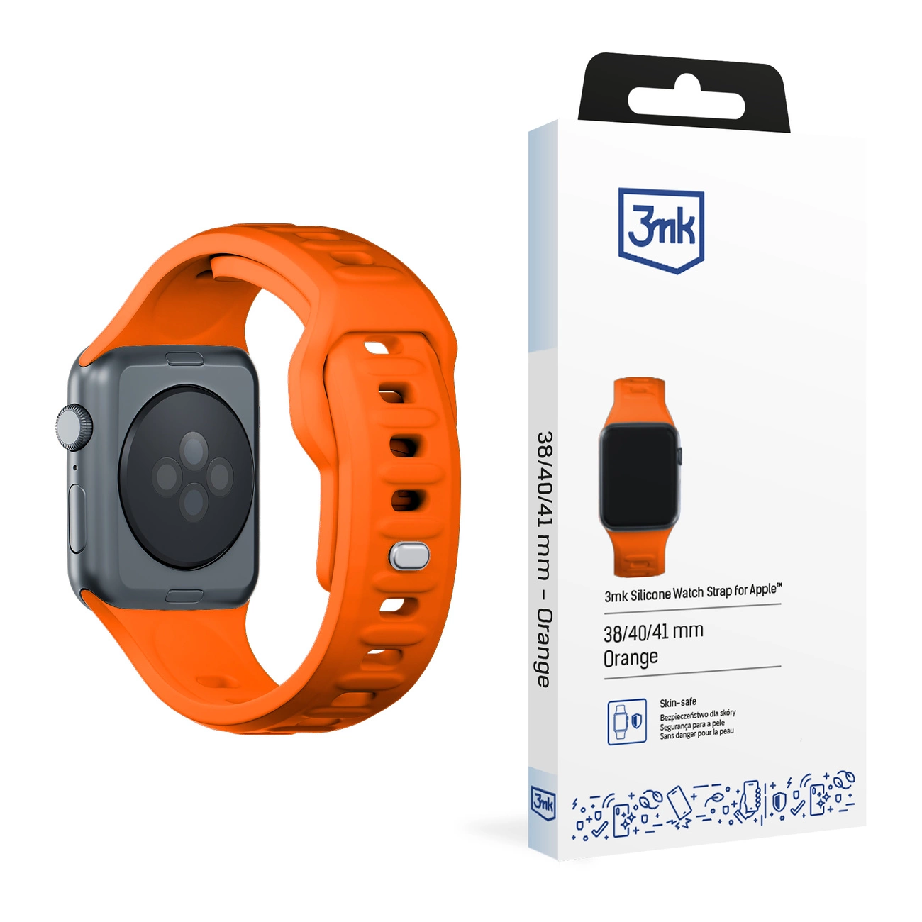 3mk silikoninis laikrodžio dirželis Apple Watch 38 / 40 / 41 mm – oranžinis