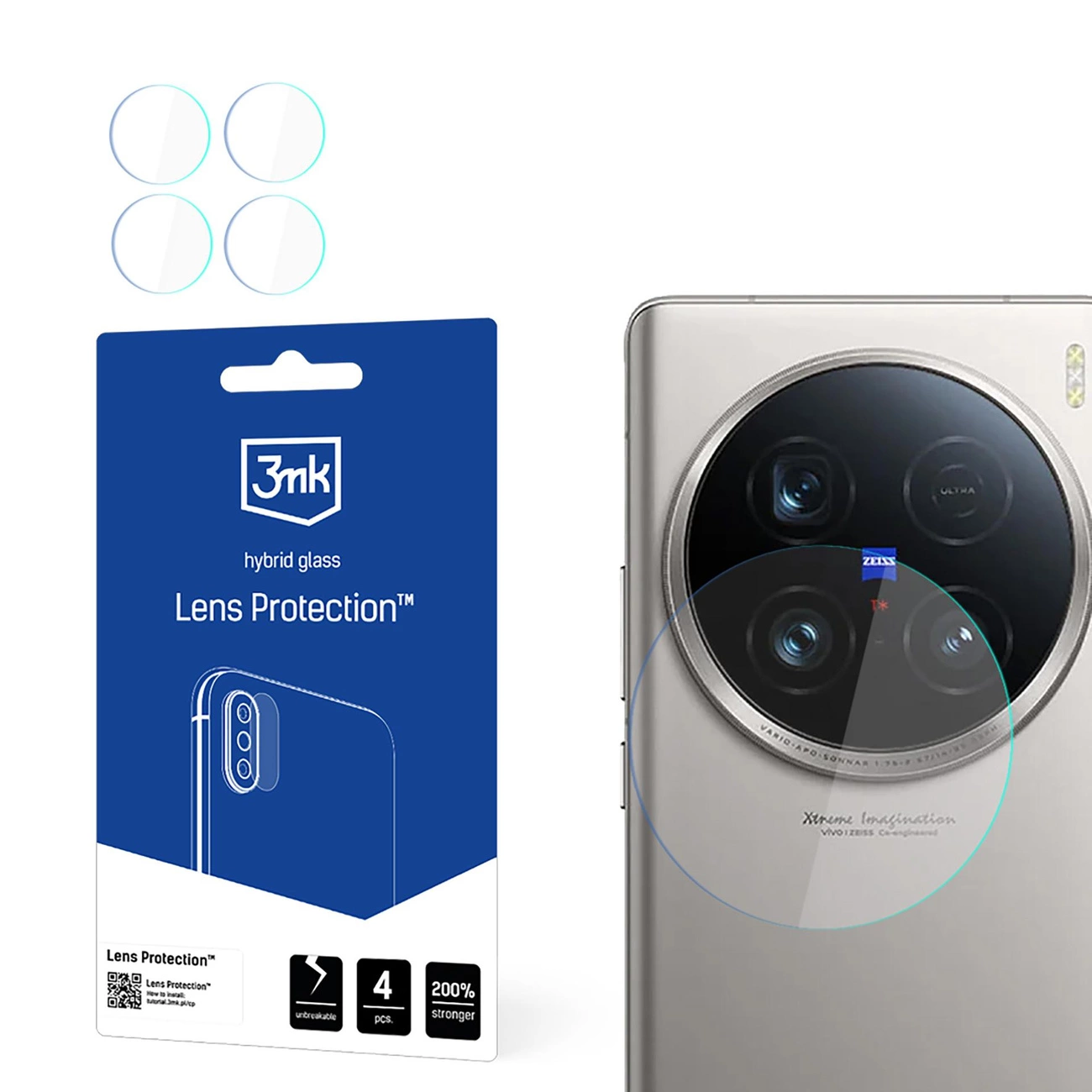 Hibridinis stiklas kameros lęšiui 3mk Lens Protection Vivo X100 Ultra