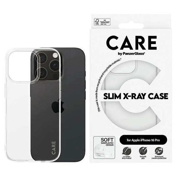 CARE by PanzerGlass X-Ray Soft Basic dėklas iPhone 16 Pro 6.3” skaidrus
