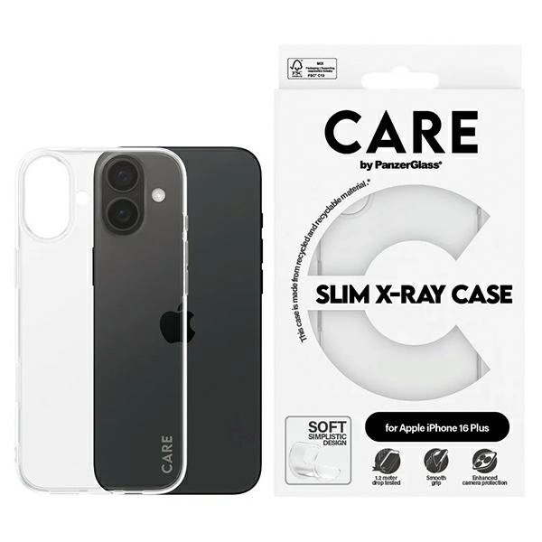 CARE by PanzerGlass X-Ray Soft Basic dėklas iPhone 16 Plus 6.7” skaidrus