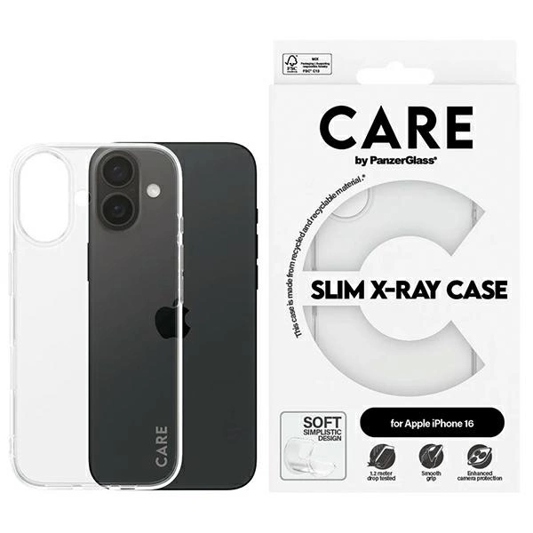 CARE by PanzerGlass X-Ray Soft Basic dėklas iPhone 16 6.1” skaidrus