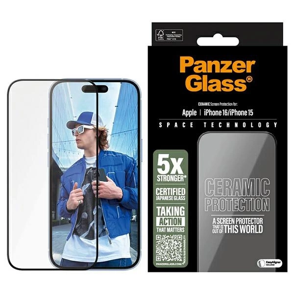 PanzerGlass keraminė ekrano apsauga iPhone 16 6.1” Ultra-Wide Fit