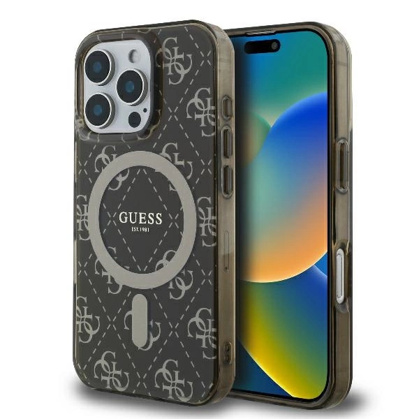 Guess IML 4G fonas MagSafe iPhone 16 Pro dėklas - rudas