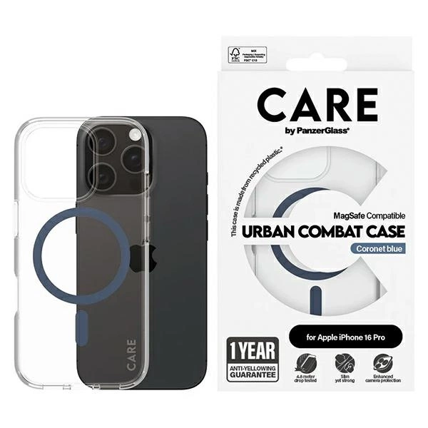 CARE by PanzerGlass Flagship dėklas iPhone 16 Pro 6.3” mėlynas/mėlynas MagSafe