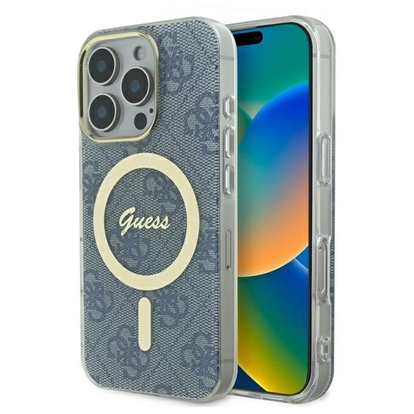 Guess IML 4G MagSafe iPhone 16 Pro Max dėklas - mėlynas