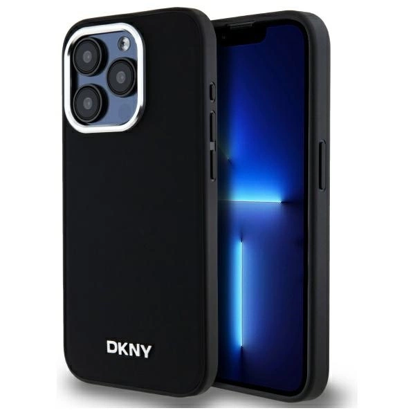 DKNY paprasto logotipo MagSafe iPhone 15 Pro dėklas - juodas