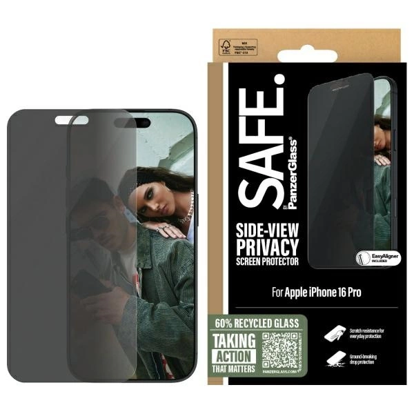 SAFE privatumo ekrano apsauga iPhone 16 Pro 6.3” Ultra-Wide Fit