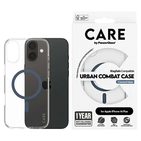 CARE by PanzerGlass Flagship dėklas iPhone 16 Plus 6.7” mėlynas/mėlynas MagSafe