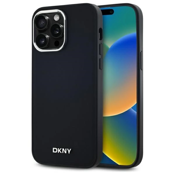 DKNY paprasto logotipo MagSafe iPhone 14 Pro Max dėklas - juodas