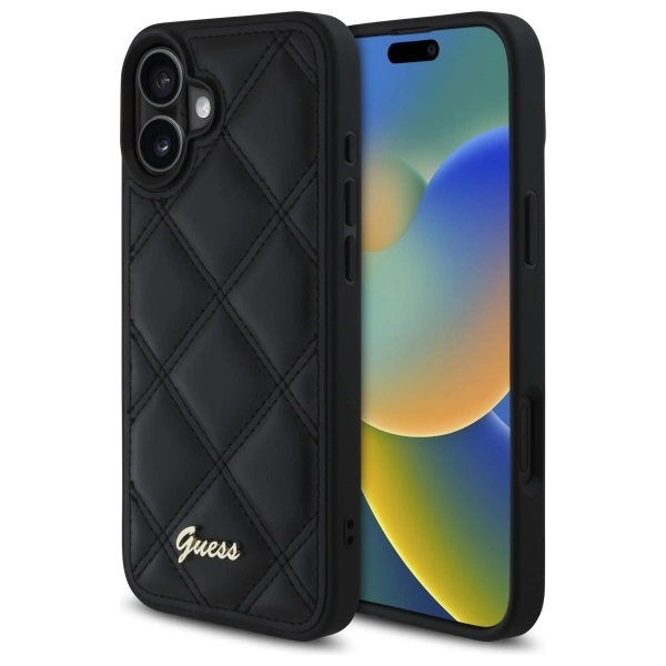 Guess naujas 4G trikampio dėklas iPhone 16 - juodas