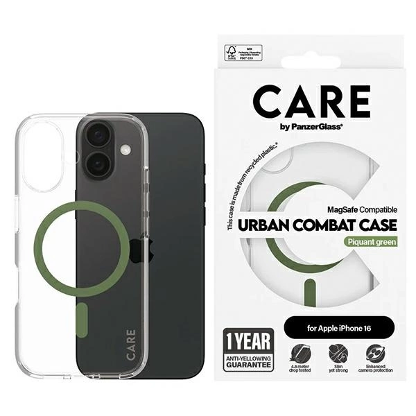 CARE by PanzerGlass Flagship dėklas iPhone 16 6.1” žalias/žalias MagSafe