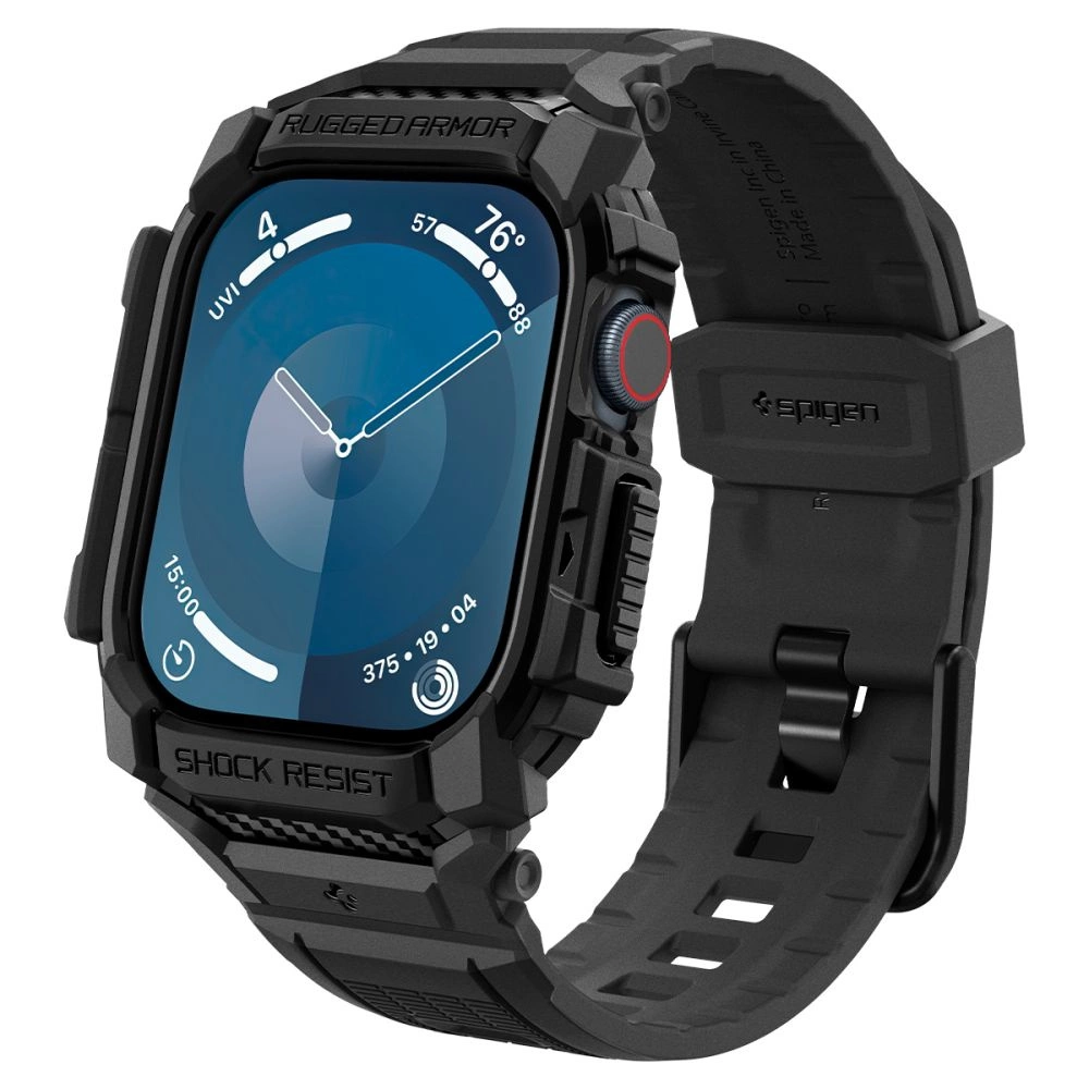 Spigen Rugged Armor Pro dėklas Apple Watch 10 (42 mm) su dirželiu – juodas