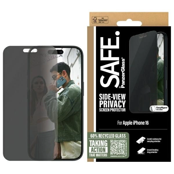 SAFE privatumo ekrano apsauga iPhone 16 6.1” Ultra-Wide Fit