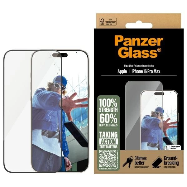 PanzerGlass ekrano apsauga iPhone 16 Pro Max 6.9” Ultra-Wide Fit