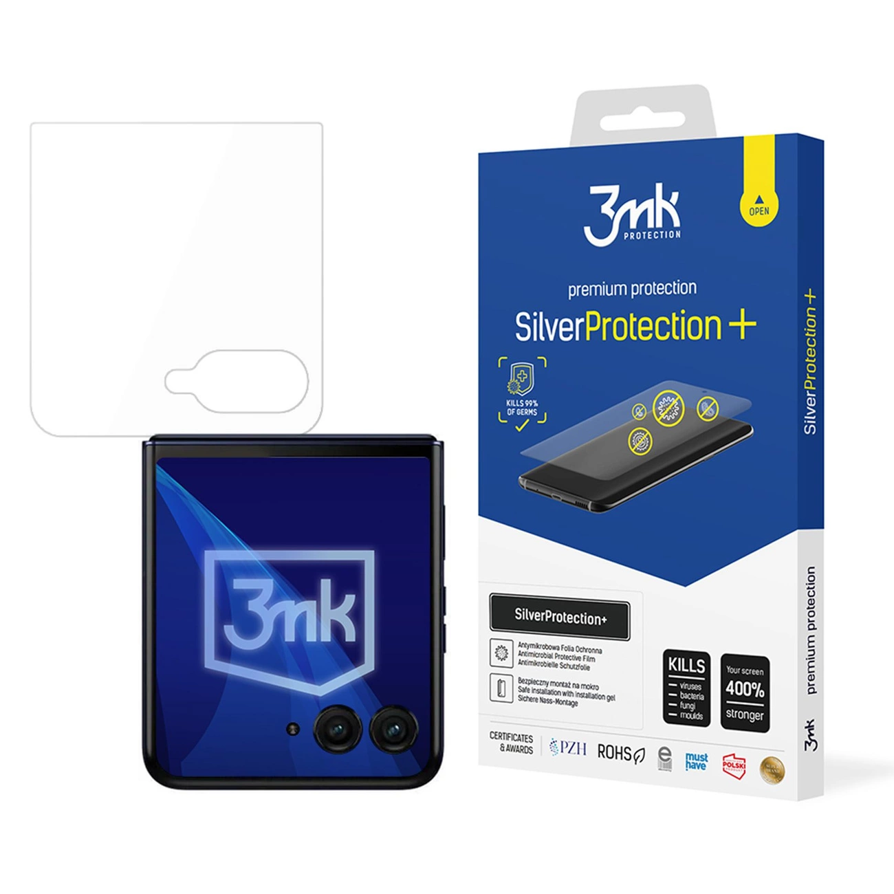 Antibakterinė apsauginė plėvelė 3mk SilverProtection+ Motorola Razr 50 Ultra (priekis)