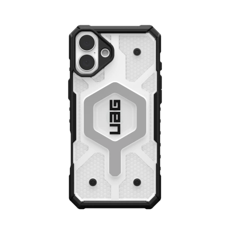 UAG Pathfinder Clear MagSafe dėklas iPhone 16 Plus baltas