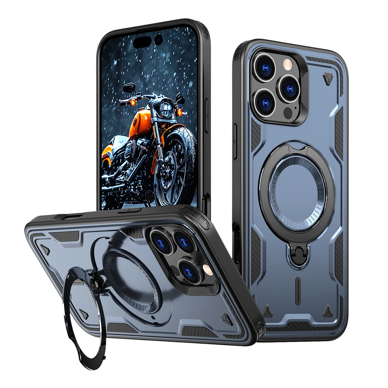 Hybrid Armor Trendy dėklas su MagSafe iPhone 16 Pro Max – mėlynas