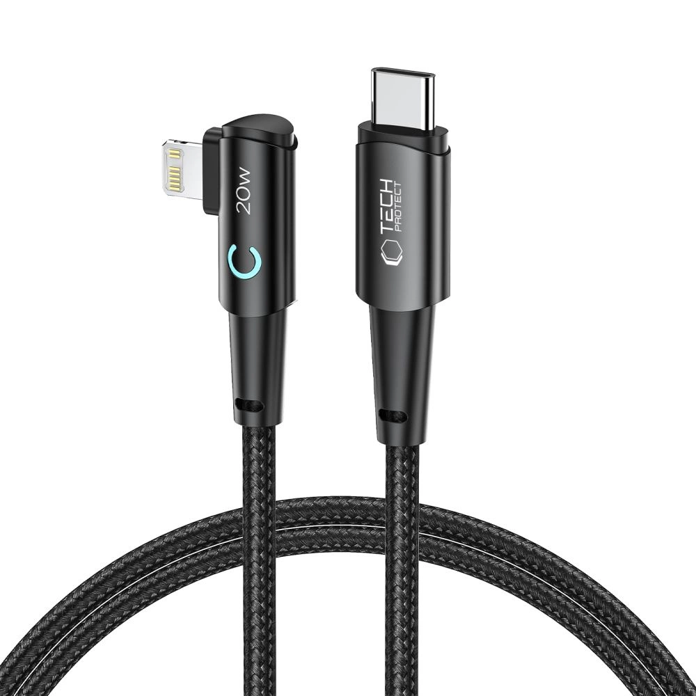 Tech-Protect UltraBoost L kabelis Lightning (kampuotas) / USB-C (tiesus) PD 20W 3A 1 m – pilkas