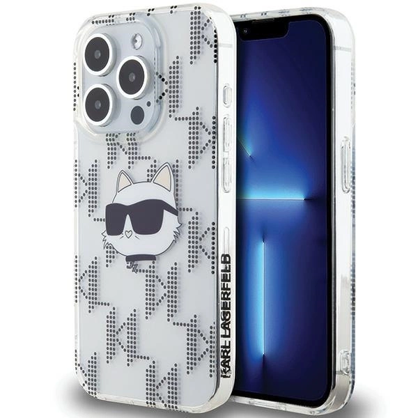 Karl Lagerfeld IML Choupette Head & Monogram dėklas skirtas iPhone 15 Pro – permatomas