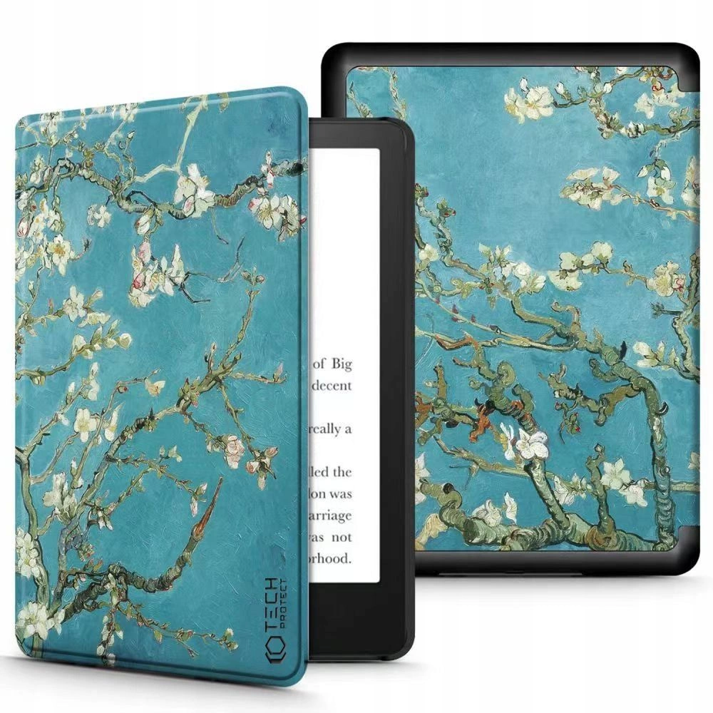 Tech-Protect SmartCase dėklas Kindle Paperwhite V / 5 / Signature Edition - mėlynas su sakurų žiedais